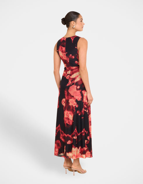 Eden Printed Mesh Maxi Dress